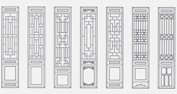 相城常用中式仿古花窗图案隔断设计图